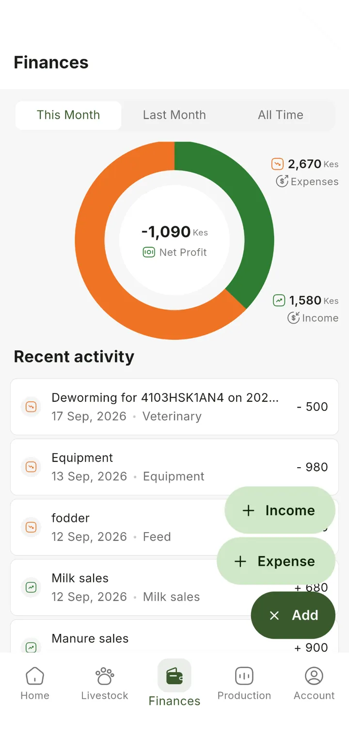 Add income or an expense
