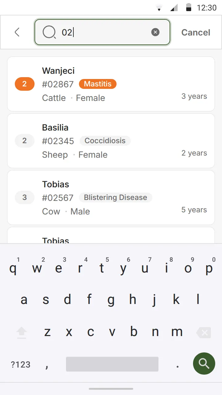 Search results for an animal